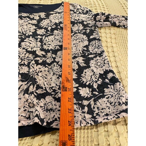 Croft and Barrow Blouse Petite XL Top Pullover 3/4 Sleeve Navy White Relaxed Fit - Picture 11 of 11